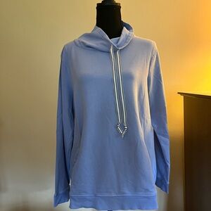 Talbots Periwinkle Mock Neck Sweatshirt with Draw Strings